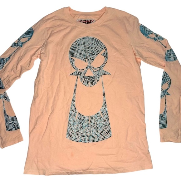 Slumpy Kev Adventures Billy & Mandy Rhinestones Grim Face L Long Sleeve Unisex - Picture 1 of 12